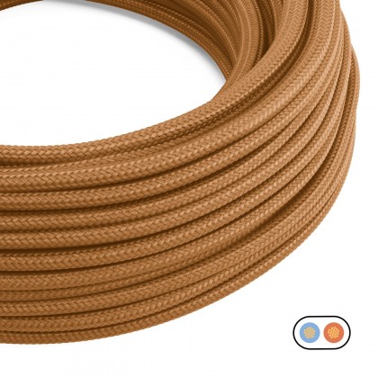 Flaches, mit Whisky-farbenem Stoff überzogenes Elektrokabel - PM22