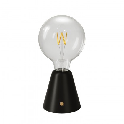 Tragbare, wiederaufladbare LED Leuchte Cabless01 mit Globe Glühbirne G125 - Schwarz