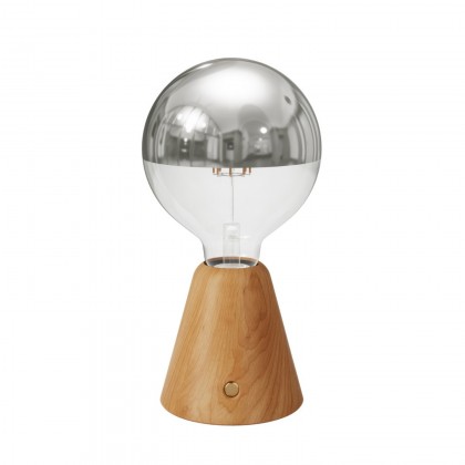 Tragbare, wiederaufladbare LED Leuchte Cabless01 mit Globe Glühbirne mit silberfarbener Kopfspiegelung - Lackiertes neutral