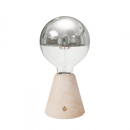 Tragbare, wiederaufladbare LED Leuchte Cabless01 mit Globe Glühbirne mit silberfarbener Kopfspiegelung - Neutral