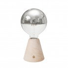Tragbare, wiederaufladbare LED Leuchte Cabless01 mit Globe Glühbirne mit silberfarbener Kopfspiegelung