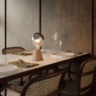 Tragbare, wiederaufladbare LED Leuchte Cabless01 mit Globe Glühbirne mit silberfarbener Kopfspiegelung