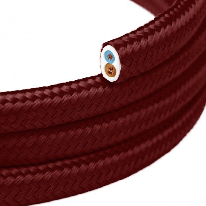 Flaches Textilkabel Bordeaux glänzend - PM19