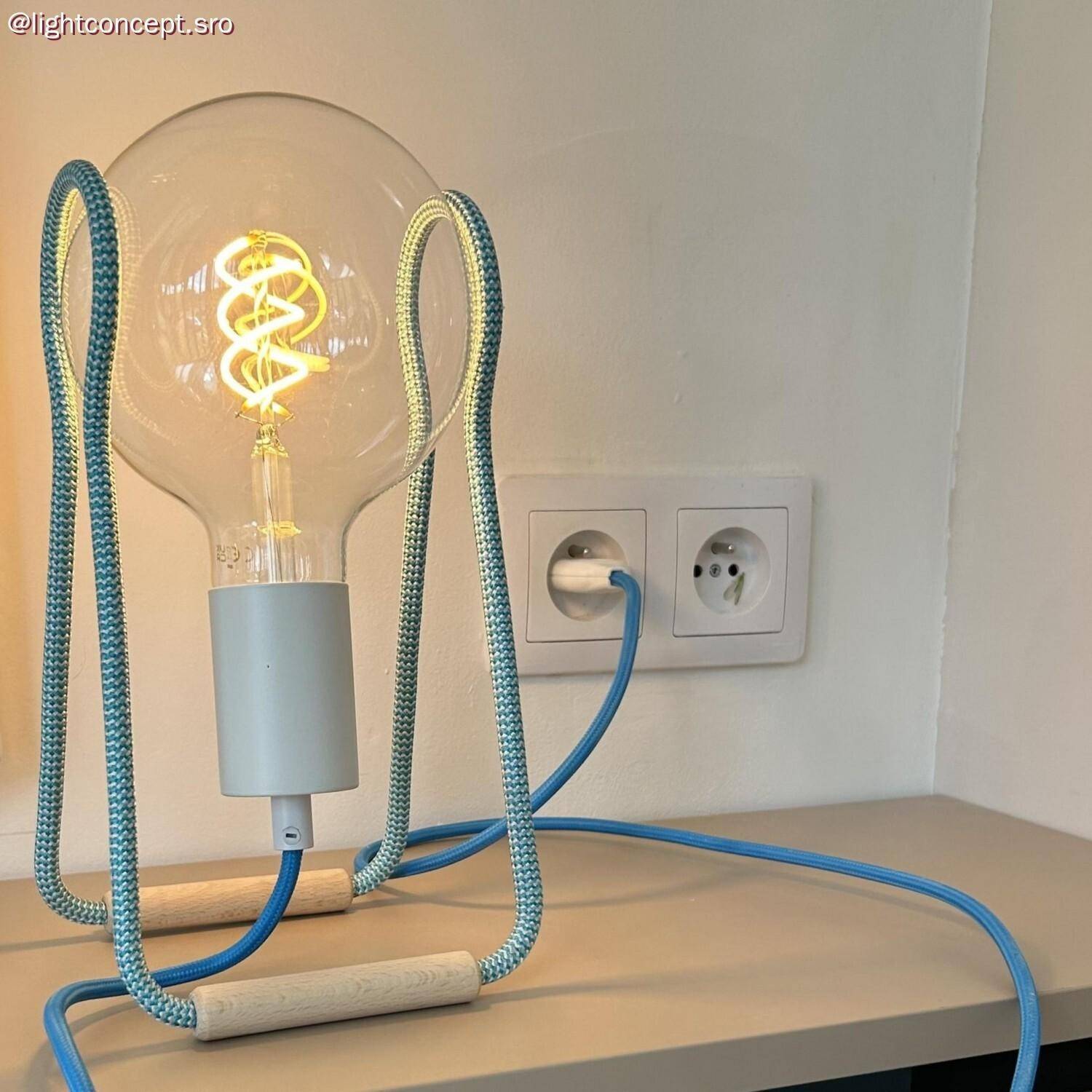 Snake Eiva mit Mini Teller-Lampenschirm Ellepì 'Maiolica', tragbare Außenleuchte mit wasserfester IP65 Lampenfassung und Stecker