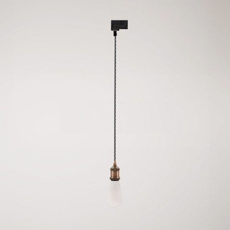 Vintage-Pendelleuchte mit geflochtenem Kabel - Kupfer satiniert