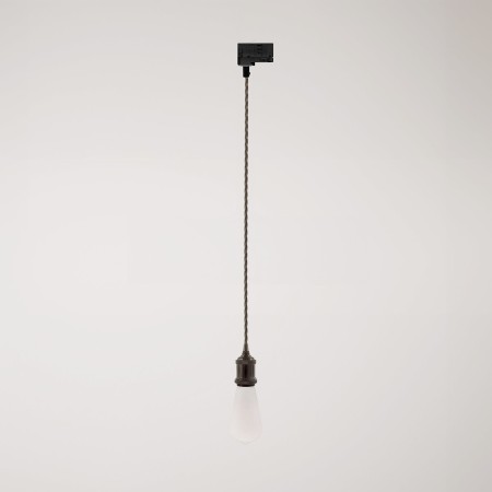 Vintage-Pendelleuchte mit geflochtenem Kabel - Schwarz perle