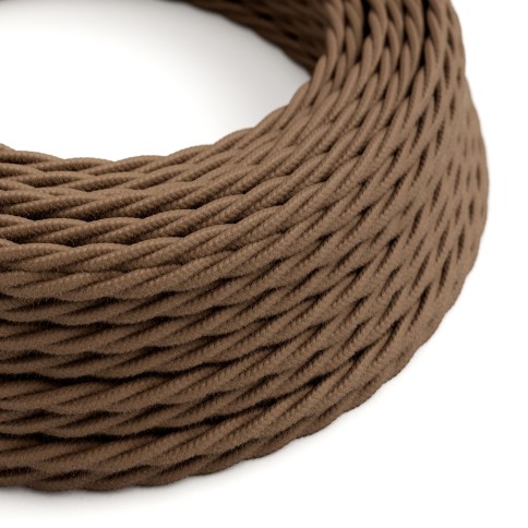 Textilkabel, kaffeebraun, aus Baumwolle - Das Original von Creative-Cables - TC13 geflochten 2x0.75mm / 3x0.75mm
