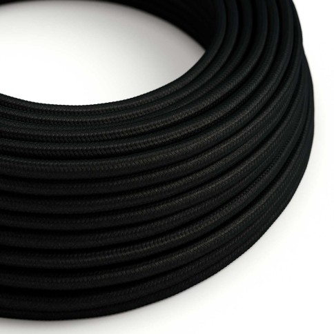 Textilkabel rund, schwarz mit Seideneffekt, RM04