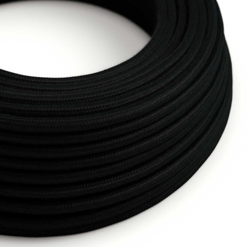 Textilkabel rund, schwarz Baumwolle, RC04