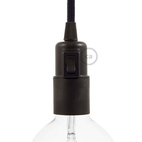 Thermoplastisches E27-Lampenfassungs-Kit mit Kippschalter - Schwarz