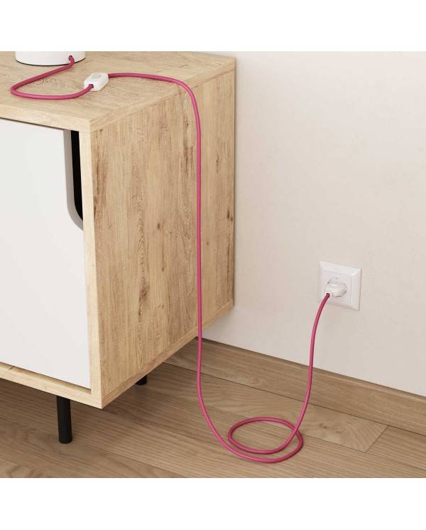 Textilkabel, fuchsienrosa glänzend - Das Original von Creative-Cables - RM08 rund 2x0.75mm / 3x0.75mm