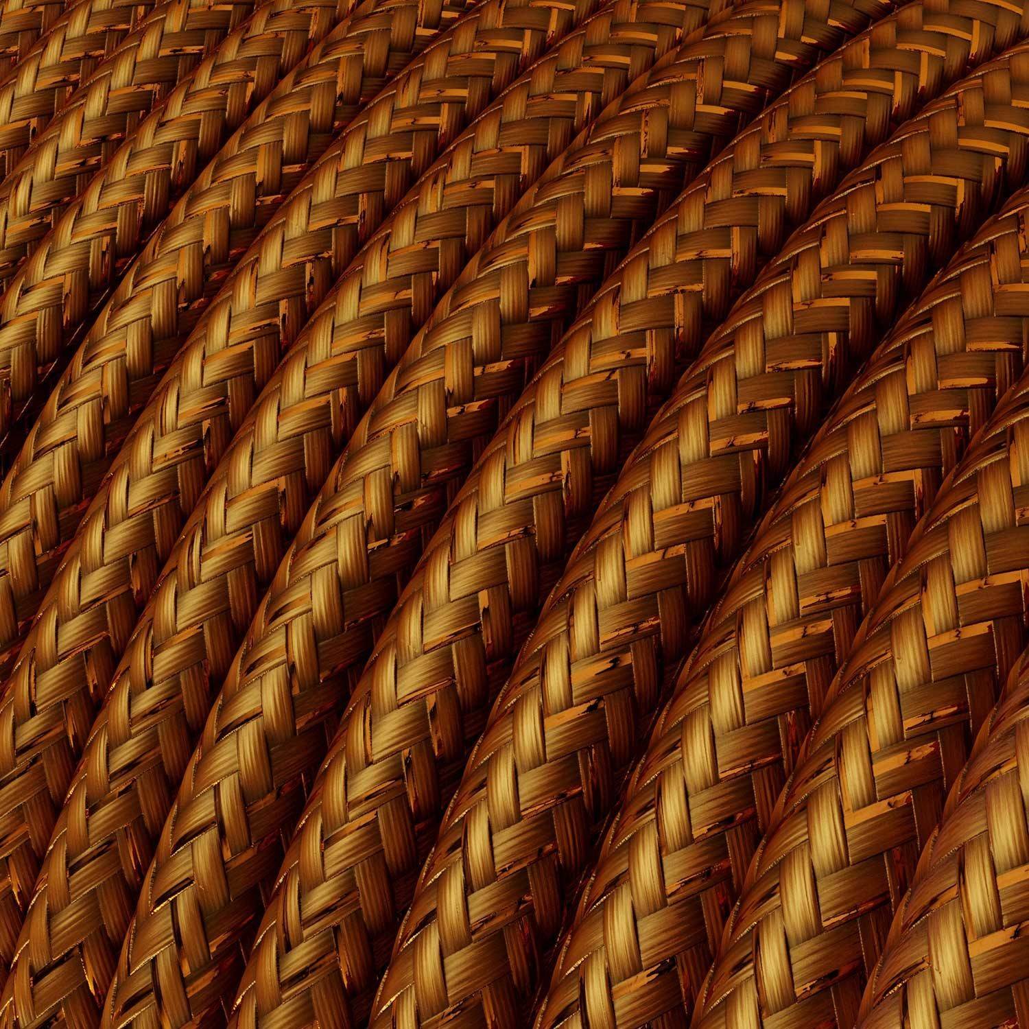 Textilkabel, kupferfarben glänzend, mit Glitzer-Effekt - Das Original von Creative-Cables - RL22 rund 2x0,75mm / 3x0,75mm