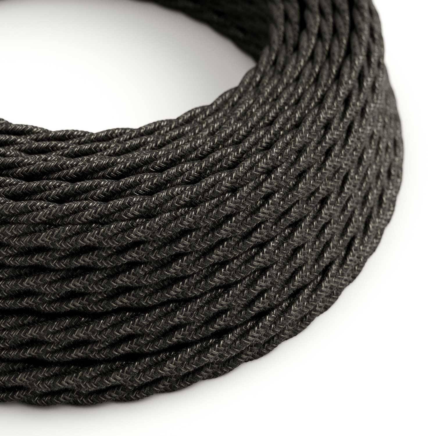 Textilkabel, anthrazit-grau meliert, aus Leinen - Das Original von Creative-Cables - TN03 geflochten 2x0.75mm / 3x0.75mm
