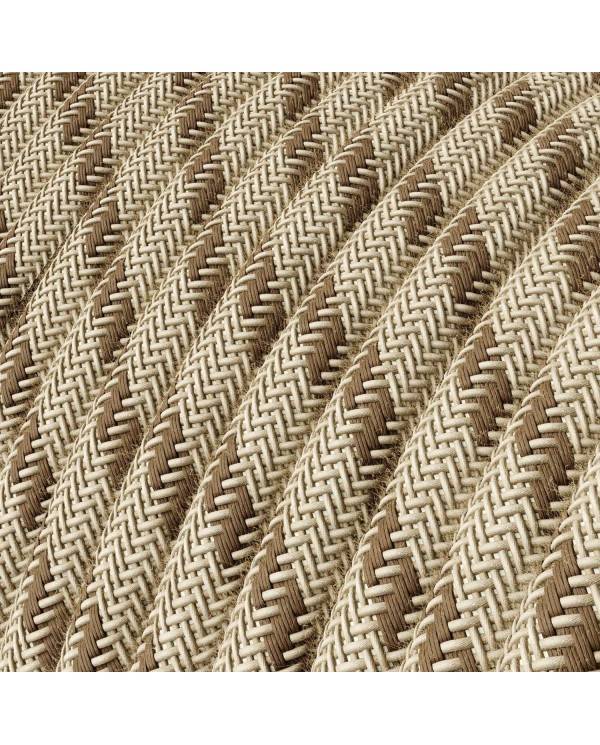 Textilkabel, rindenfarben-beige gestreift - Das Original von Creative-Cables - RD53 rund 2x0.75mm / 3x0.75mm