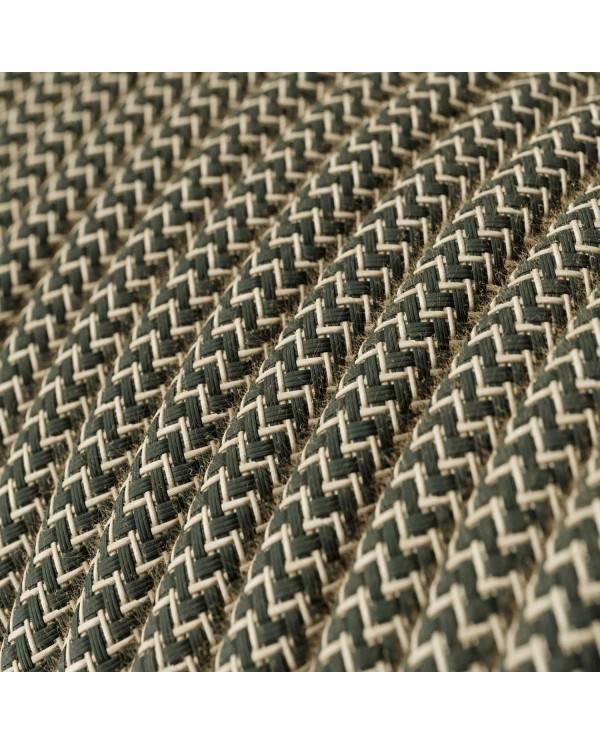 Textilkabel, anthrazitgrau-beige, Zick-Zack - Das Original von Creative-Cables - RD74 rund 2x0,75mm / 3x0,75mm