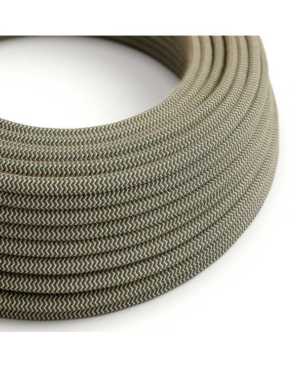 Textilkabel, anthrazitgrau-beige, Zick-Zack - Das Original von Creative-Cables - RD74 rund 2x0,75mm / 3x0,75mm