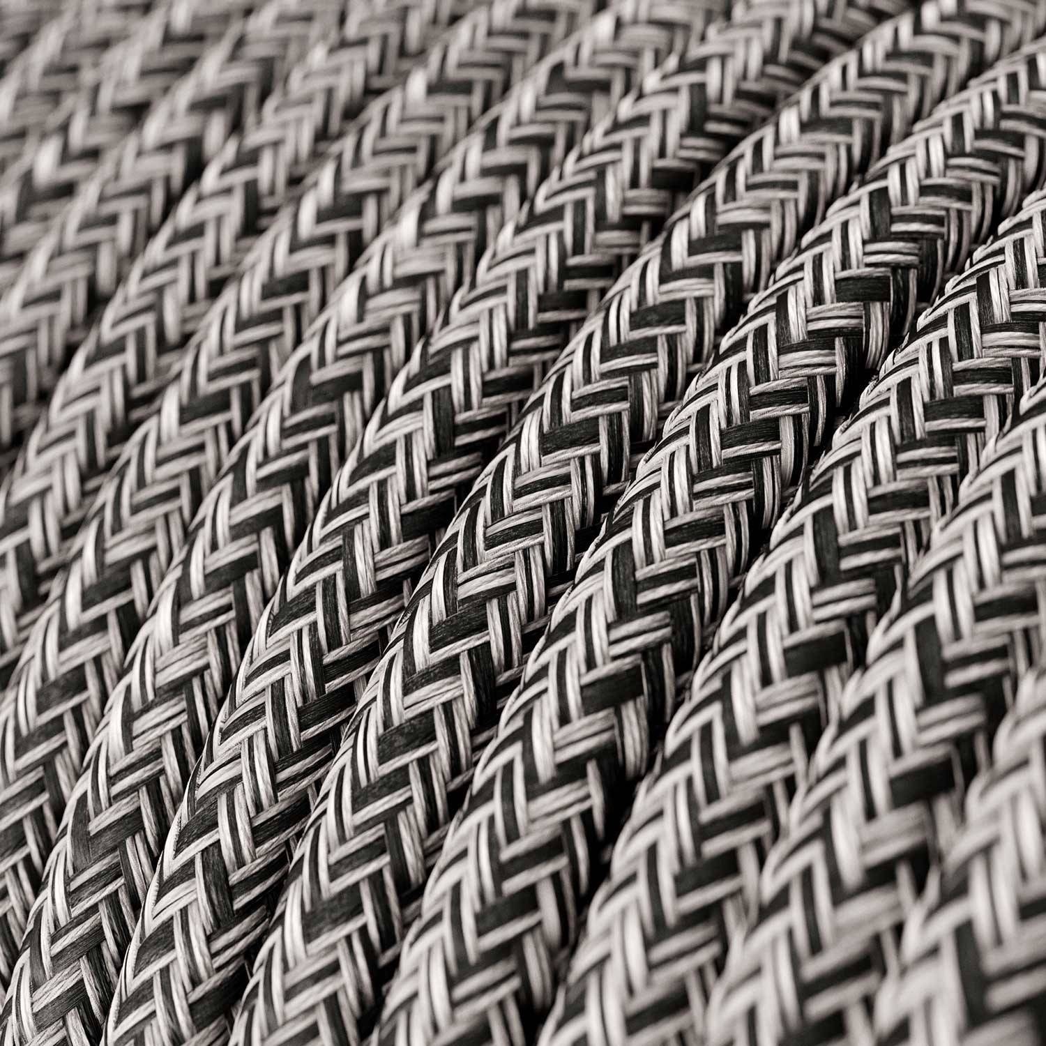 Textilkabel, Schwarz Onyx Tweed mit Glitzer-Effekt, Zick-Zack - Das Original von Creative-Cables - RS81 rund 2x0.75mm / 3x0.75mm