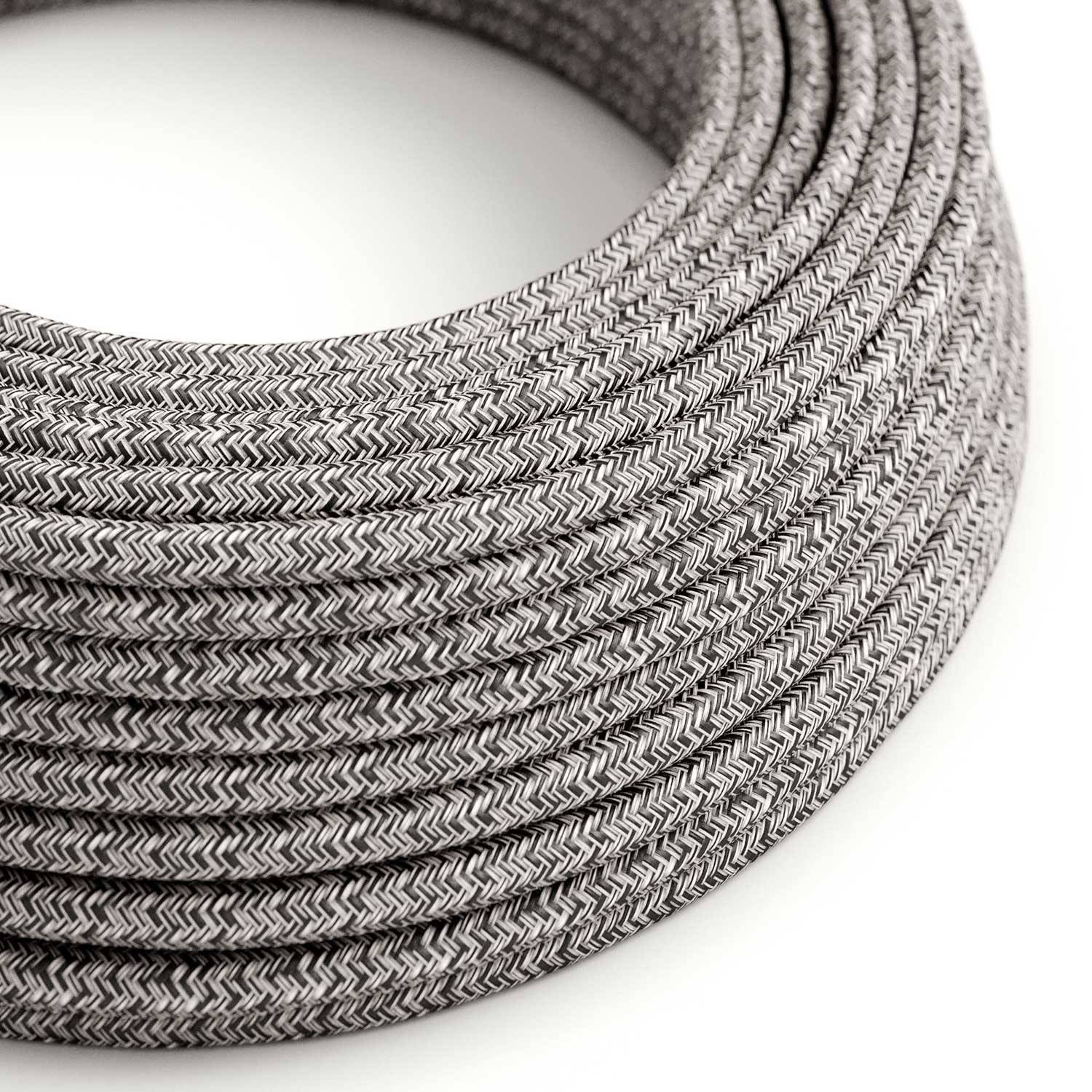 Textilkabel, Schwarz Onyx Tweed mit Glitzer-Effekt, Zick-Zack - Das Original von Creative-Cables - RS81 rund 2x0.75mm / 3x0.75mm