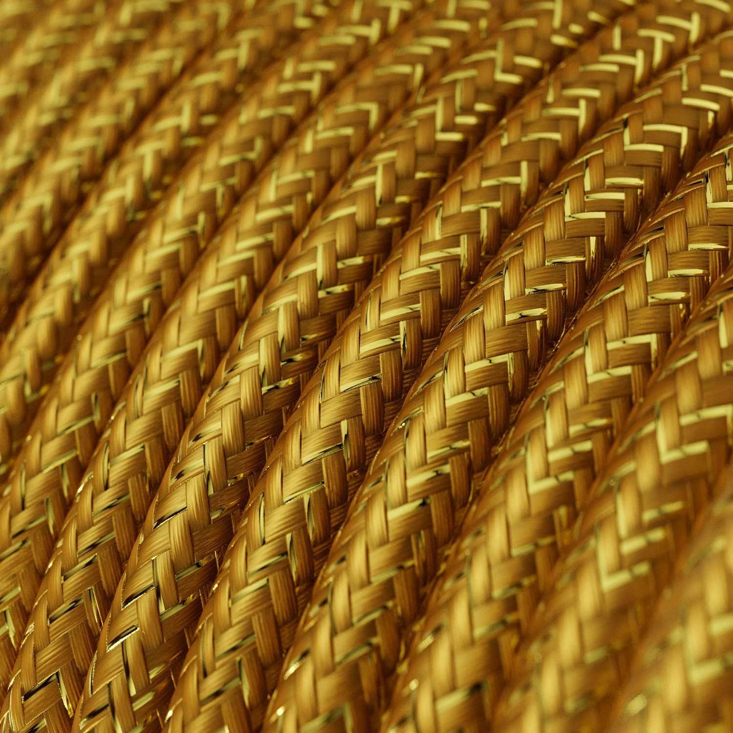 Textilkabel, goldfarben glänzend, mit Glitzer-Effekt - Das Original von Creative-Cables - RL05 rund 2x0,75mm / 3x0,75mm