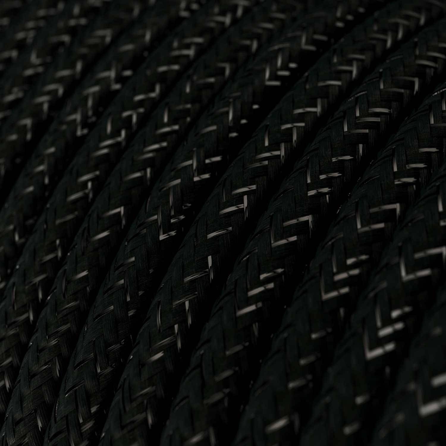 Textilkabel, kohlenschwarz glänzend, mit Glitzer-Effekt - Das Original von Creative-Cables - RL04 rund 2x0.75mm / 3x0.75mm