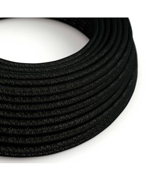Textilkabel, kohlenschwarz glänzend, mit Glitzer-Effekt - Das Original von Creative-Cables - RL04 rund 2x0.75mm / 3x0.75mm