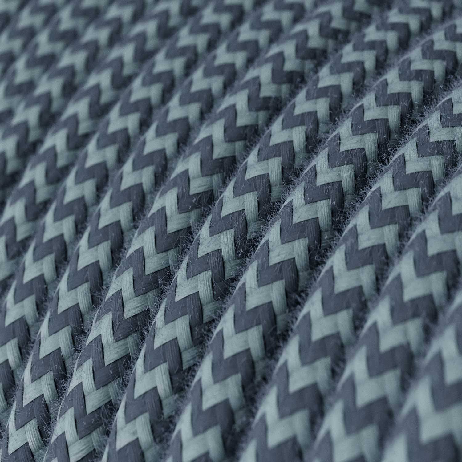 Textilkabel, steingrau-ozeanblau, aus Baumwolle - Das Original von Creative-Cables - RZ25 rund 2x0.75mm / 3x0.75mm