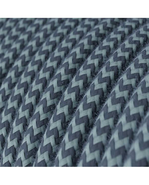 Textilkabel, steingrau-ozeanblau, aus Baumwolle - Das Original von Creative-Cables - RZ25 rund 2x0.75mm / 3x0.75mm