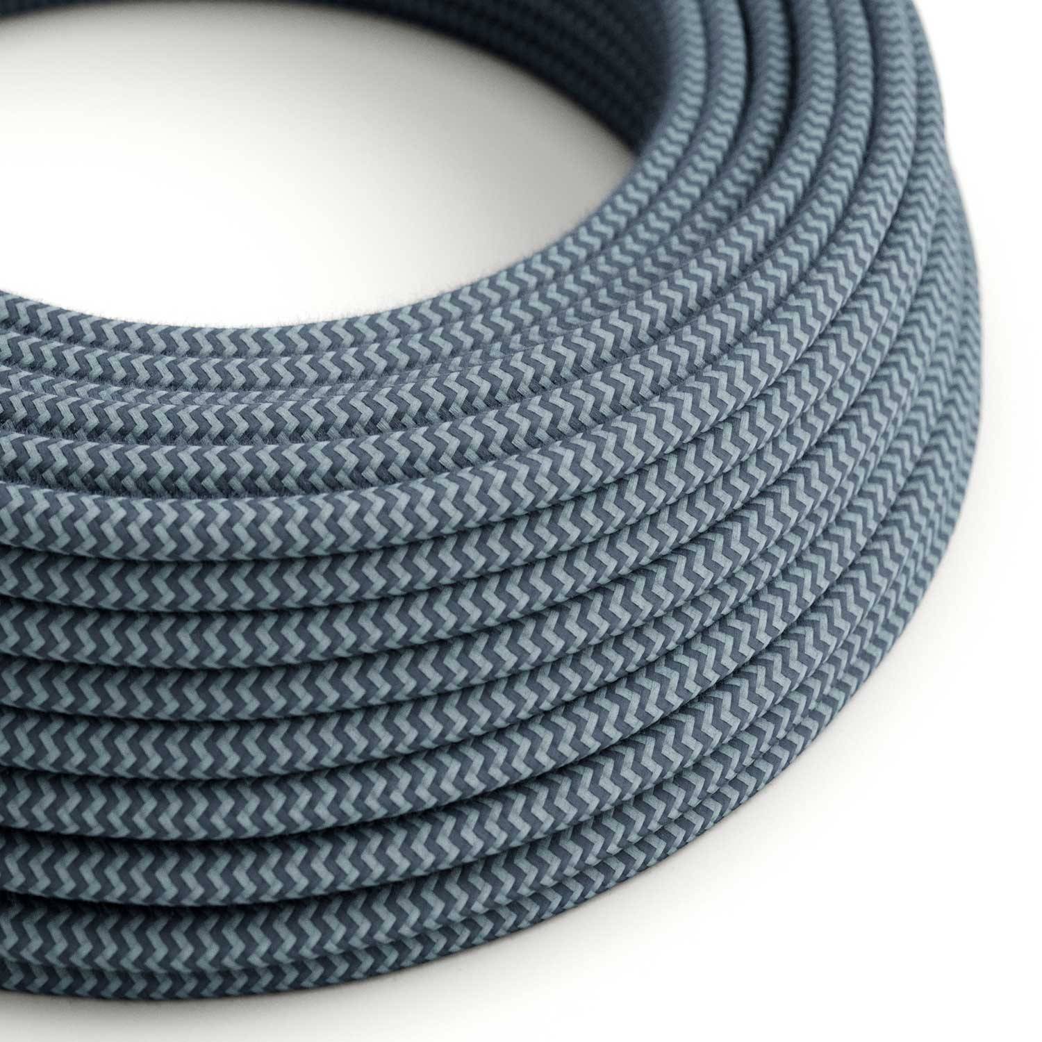 Textilkabel, steingrau-ozeanblau, aus Baumwolle - Das Original von Creative-Cables - RZ25 rund 2x0.75mm / 3x0.75mm