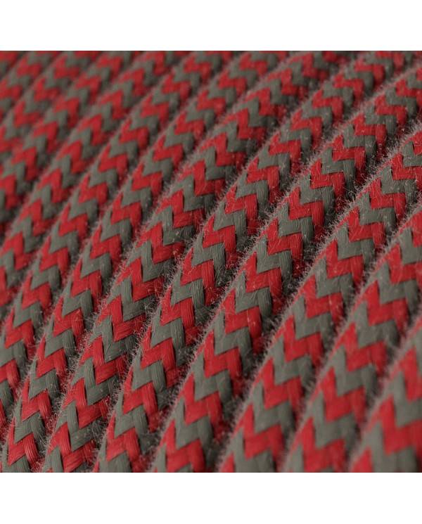 Textilkabel, feuerrot-steingrau, aus Baumwolle - Das Original von Creative-Cables - RZ28 rund 2x0.75mm / 3x0.75mm