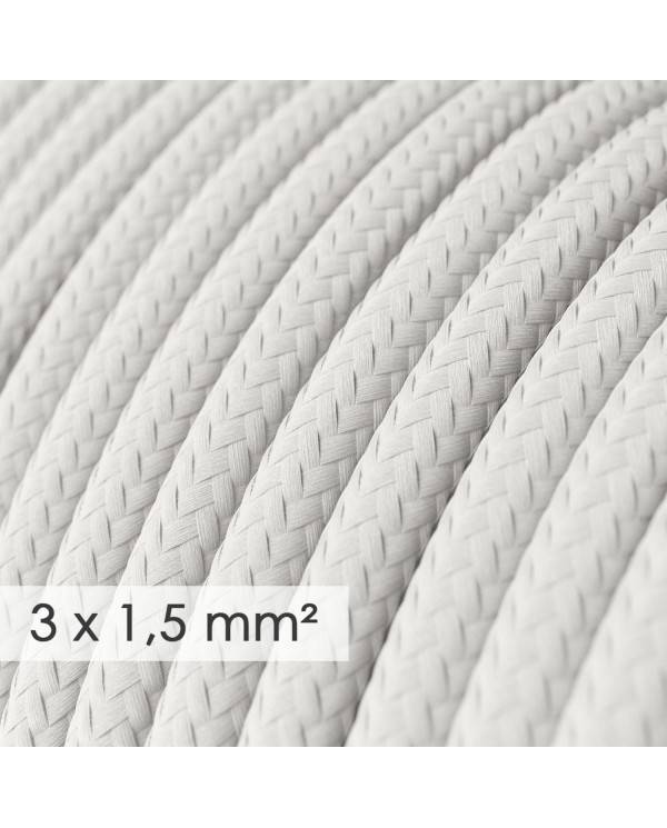 Textilkabel rund mit breitem Querschnitt 3x1,50 - Seideneffekt Weiß RM01