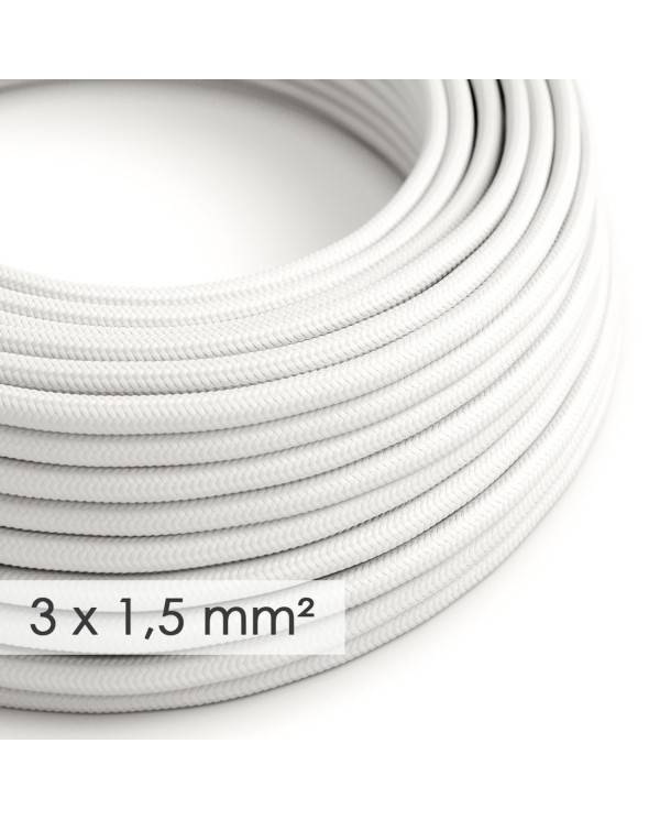 Textilkabel rund mit breitem Querschnitt 3x1,50 - Seideneffekt Weiß RM01