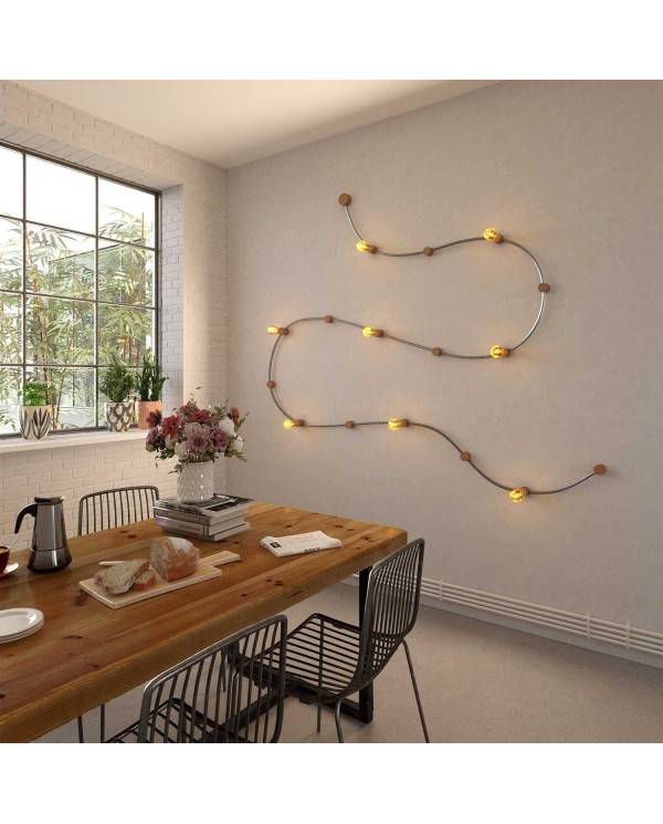 Elektrisches Kabel überzogen mit Silberem CM02 Textil für Lichterketten, Seideneffekt Einfarbig