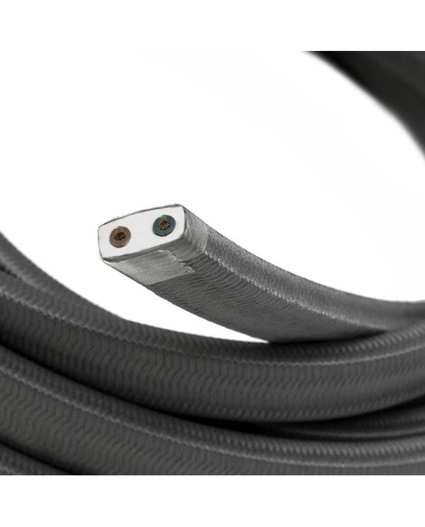 Elektrisches Kabel überzogen mit Grauem CM03 Textil für Lichterketten, Seideneffekt Einfarbig