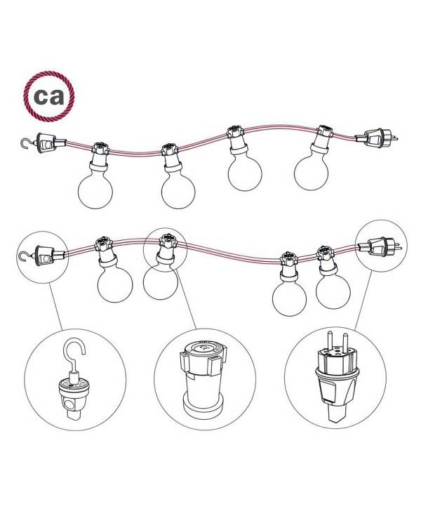 Elektrokabel überzogen mit Rosa Baby CM16 Textil für Lichterketten
