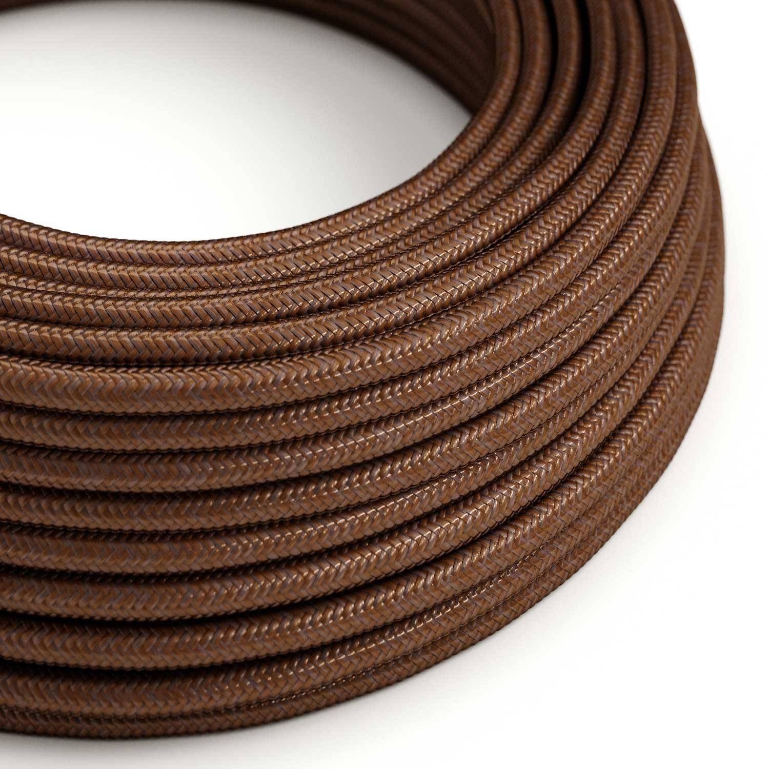Textilkabel, rostfarben glänzend - Das Original von Creative-Cables - RM36 rund 3x0,75mm
