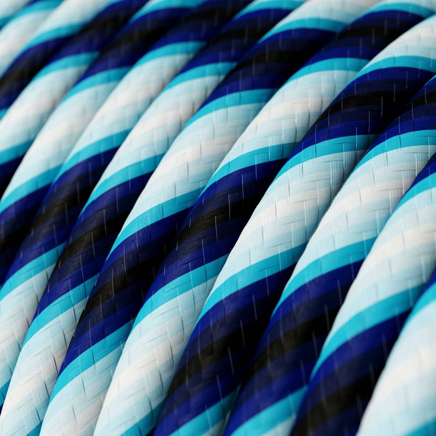 Textilkabel, Regimentsblau glänzend Vertigo - Das Original von Creative-Cables - ERM60 rund 2x0.75mm / 3x0.75mm