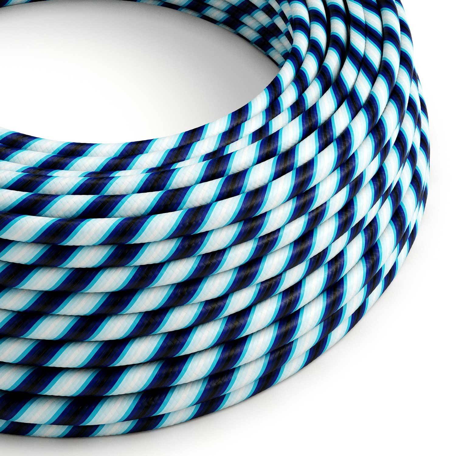 Textilkabel, Regimentsblau glänzend Vertigo - Das Original von Creative-Cables - ERM60 rund 2x0.75mm / 3x0.75mm
