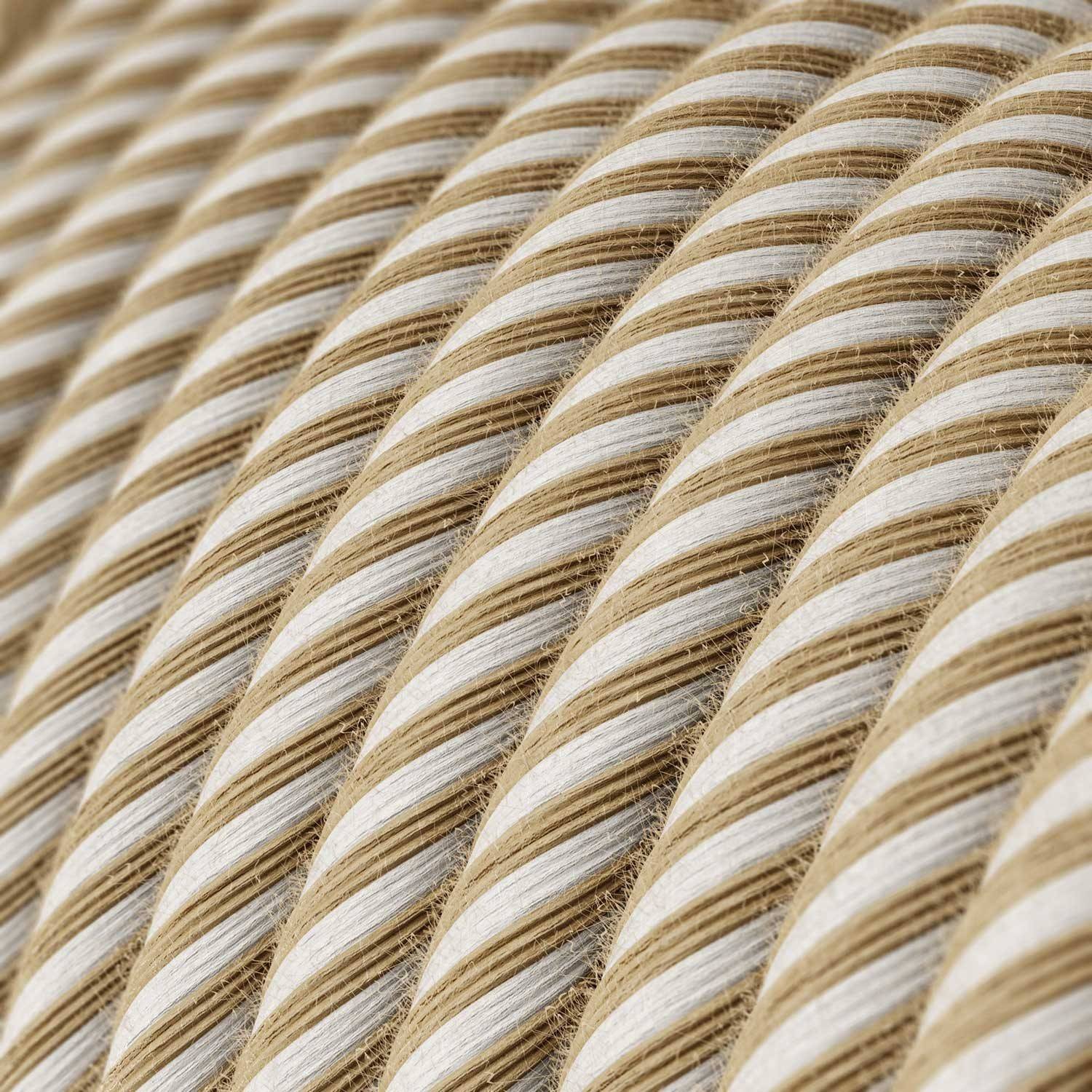 Textilkabel, natürliche Jute lichtweiß Vertigo - Das Original von Creative-Cables - ERN07 rund 2x0,75mm / 3x0,75mm