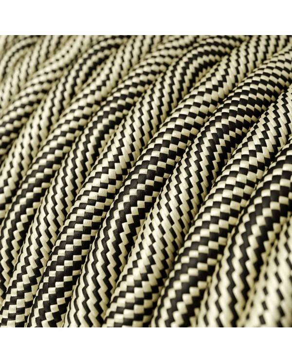 Textilkabel, Optical schwarz-gold glänzend Vertigo - Das Original von Creative-Cables - ERM65 rund 2x0.75mm / 3x0.75mm