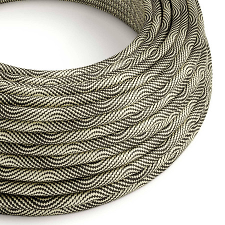 Textilkabel, Optical schwarz-gold glänzend Vertigo - Das Original von Creative-Cables - ERM65 rund 2x0.75mm / 3x0.75mm