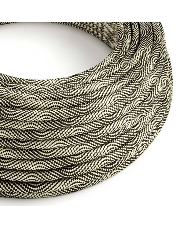 Textilkabel, Optical schwarz-gold glänzend Vertigo - Das Original von Creative-Cables - ERM65 rund 2x0.75mm / 3x0.75mm