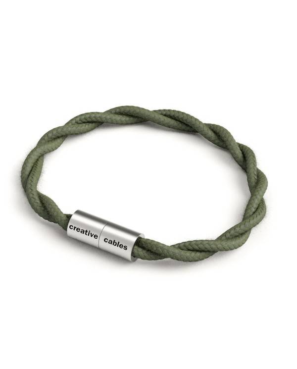 Armband mit mattsilbernem Magnetverschluss und Textilkabel TC63
