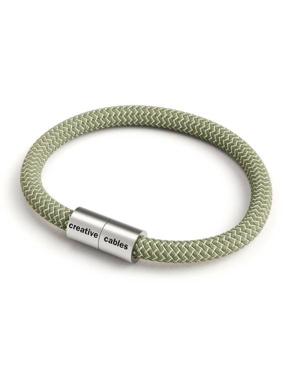 Armband mit mattsilbernem Magnetverschluss und Textilkabel RD72