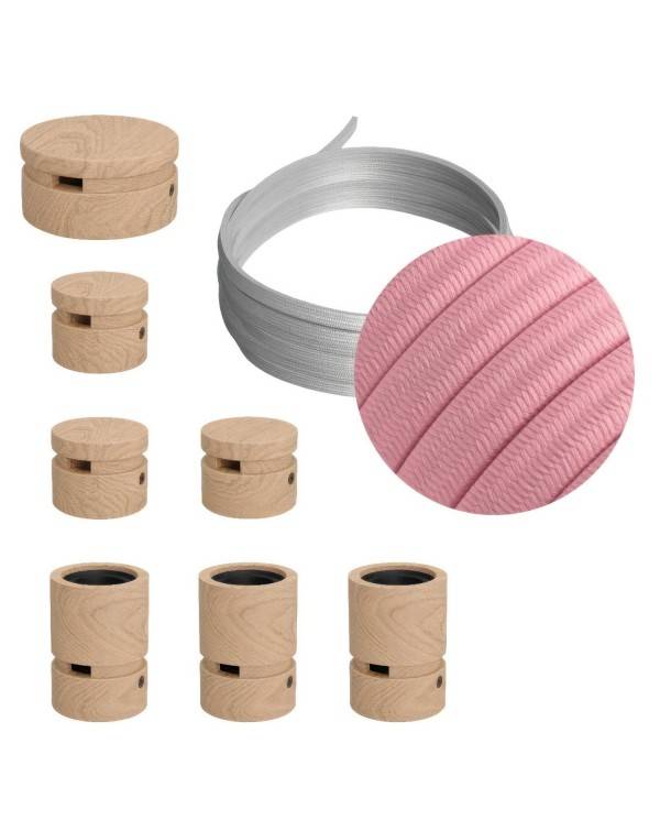 Linear-Kit des Filé-Systems - mit 5 m Kabel und 7 Zubehörteilen aus Holz für den Innenbereich