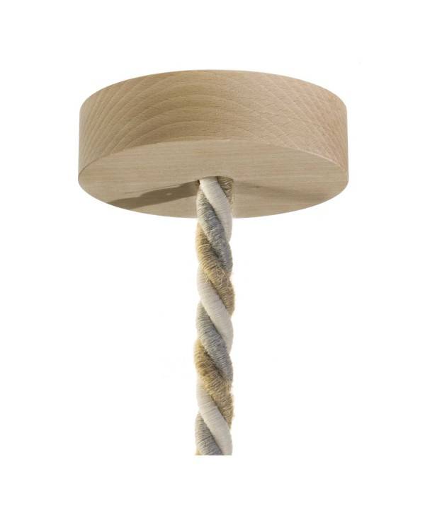 Pendelleuchte inklusive Glühbirne, XL-Tauseilkabel und Holz-Zubehör - Made in Italy