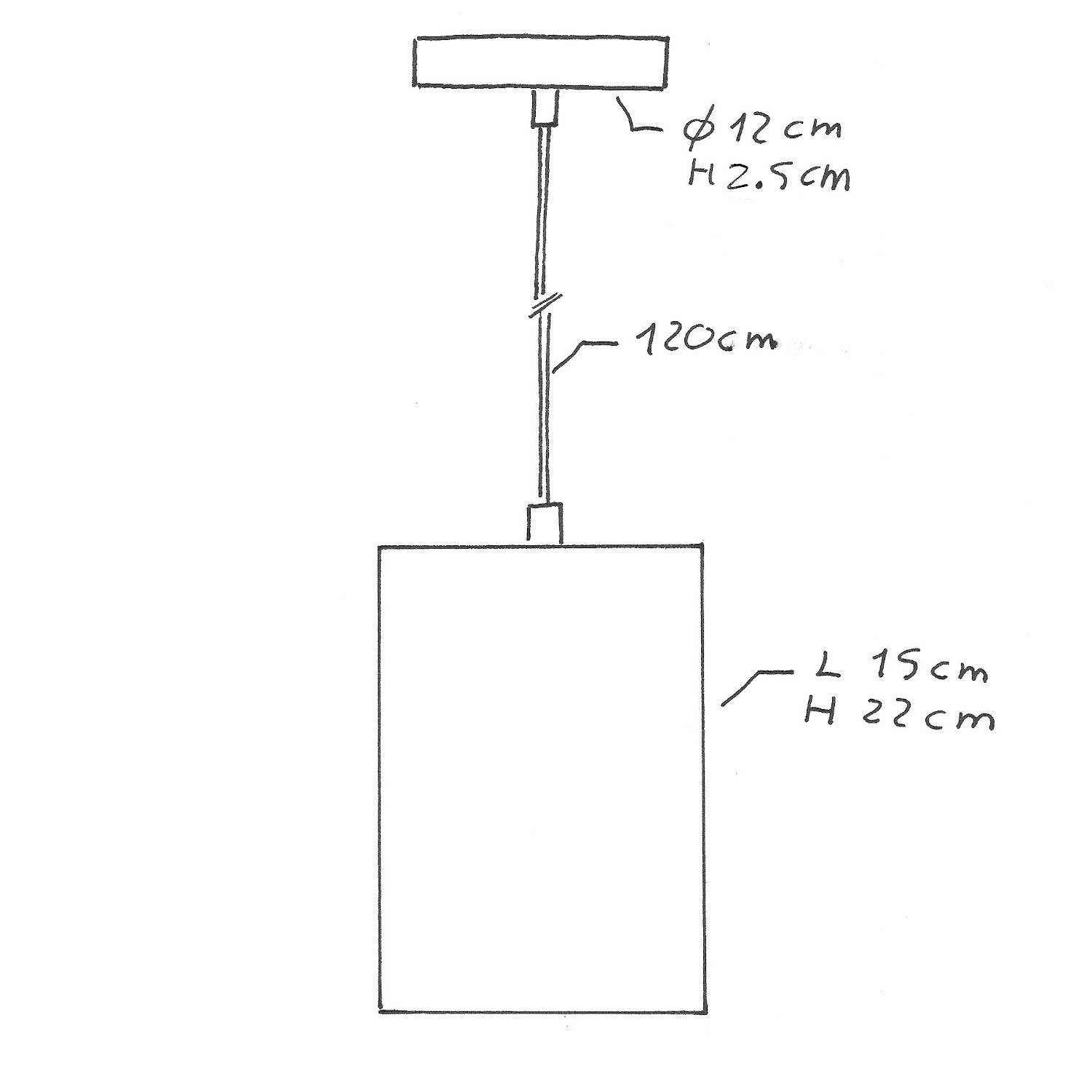 Pendelleuchte inklusive Glühbirne, Textilkabel, Cube Lampenschirm aus Zement und Metall-Zubehör - Made in Italy