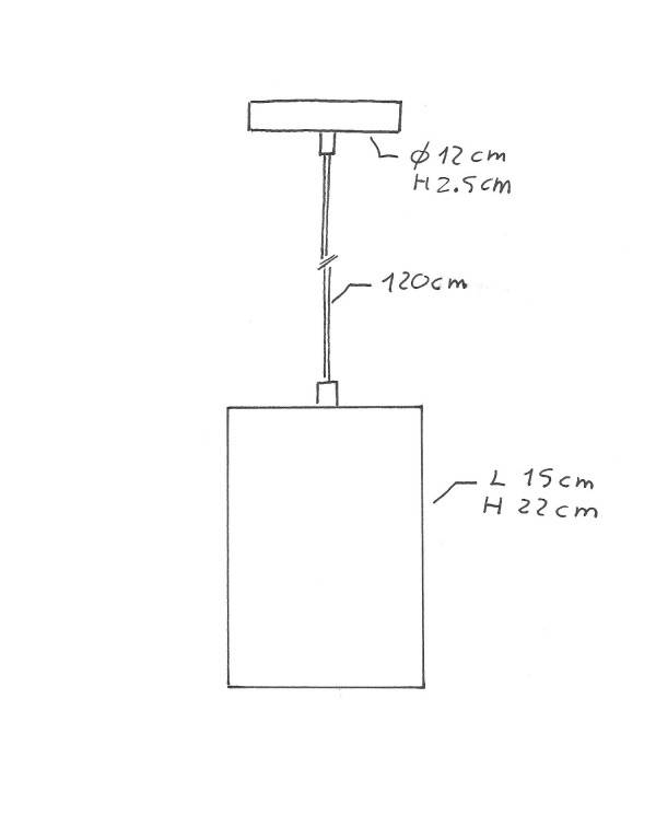 Pendelleuchte inklusive Glühbirne, Textilkabel, Cube Lampenschirm aus Zement und Metall-Zubehör - Made in Italy
