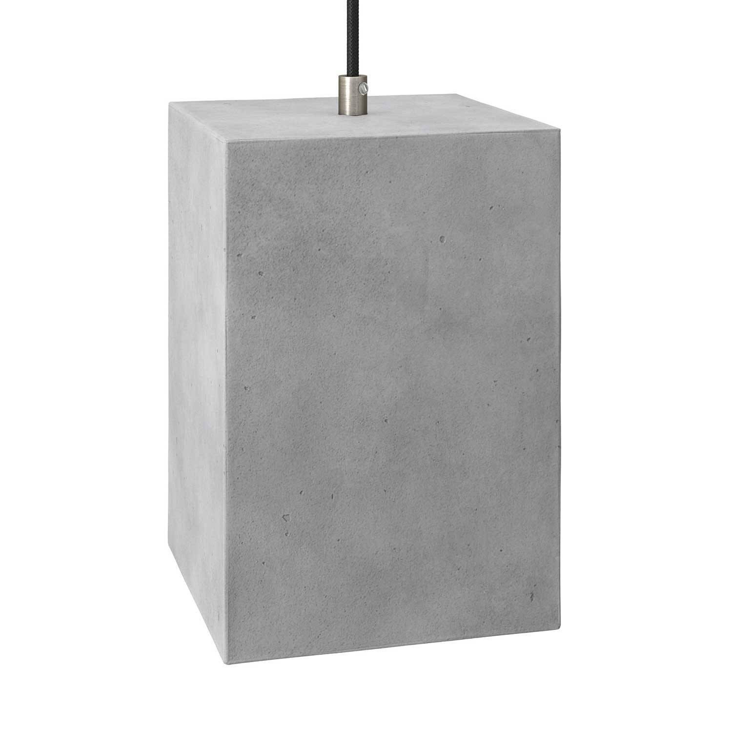 Pendelleuchte inklusive Glühbirne, Textilkabel, Cube Lampenschirm aus Zement und Metall-Zubehör - Made in Italy