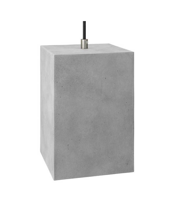 Pendelleuchte inklusive Glühbirne, Textilkabel, Cube Lampenschirm aus Zement und Metall-Zubehör - Made in Italy