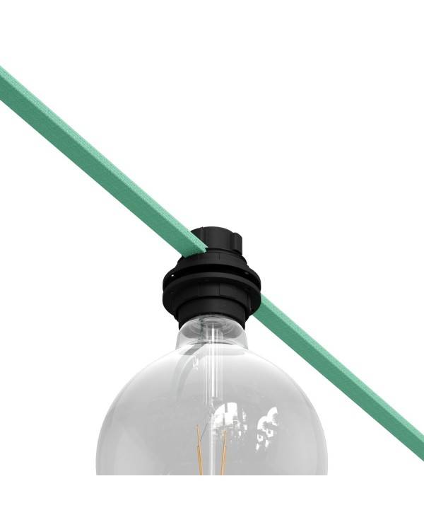 E27 thermoplastische Lampenfassung für Lampenschirme und Lumet Lichterketten in Schwarz mit Doppelklemmring